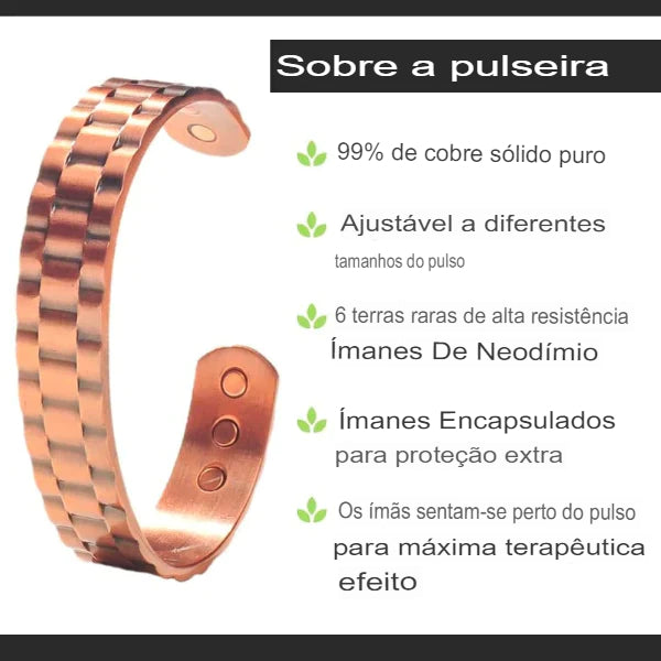 Pulseira de terapia magnética de cobre puro Magthneal™🔥[Último dia!] + Brinde Exclusivo